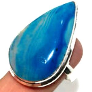 New Botswana Agate, size 8, stamped 925